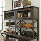 Sauder Steel River Hutch - Carbon Oak (427852)-66.14" x 14.05" x 38.5"