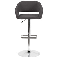 Flash Furniture Contemporary Charcoal Fabric Adjustable Height Barstool with Rounded Mid-Back & Chrome Base-Contemporary Style Stool