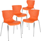 Flash Furniture Lowell Contemporary Design Orange Plastic Stack Chair-Stack Quantity: 5