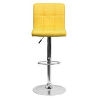Flash Furniture Contemporary Yellow Quilted Vinyl Adjustable Height Barstool with Chrome Base-Contemporary Style Stool