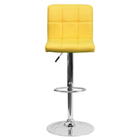 Flash Furniture Contemporary Yellow Quilted Vinyl Adjustable Height Barstool with Chrome Base-Contemporary Style Stool
