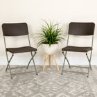 Flash Furniture HERCULES Series Rattan Plastic Folding Chair with Grey Frame - Brown-Textured Seat ensures safe seating