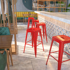 Flash Furniture 30" High Backless Red Metal Indoor-Outdoor Barstool with Square Seat-Backless Design
