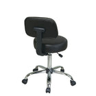 Work Smart Stool with Vinyl Seat and Back, Black-Heavy Duty Chrome Base with Dual Carpet Casters