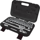 Aurora Tools Drive S.A.E./Metric Socket Set, 29-Piece, 1/2"-Chrome vanadium steel for extra strength and durability