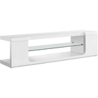 Monarch Specialties 3535 Tv Stand - 60"L/High Glossy White With Tempered Glass-Modern bold glossy white finish