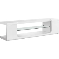 Monarch Specialties 3535 Tv Stand - 60"L/High Glossy White With Tempered Glass-Modern bold glossy white finish