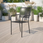 Flash Furniture Black Indoor-Outdoor Steel Patio Arm Chair with Square Back-1.2mm Tubular Frame