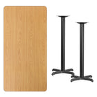 Flash Furniture 30" x 60" Rectangular Natural Laminate Table Top with 22" x 22" Bar Height Table Bases-Natural Laminate Top