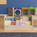 Flash Furniture Bright Beginnings Commercial Grade Modular Double Sided 2 Tier Wooden Classroom Book Display Shelf - Natural-Quick and Easy Assembly with Included Materials