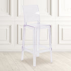 Flash Furniture Ghost Barstool with Square Back - Transparent Crystal-Suitable for Outdoor Use