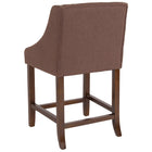 Flash Furniture Carmel 24" High Transitional Walnut Counter Height Stool with Accent Nail Trim in Brown Fabric-Solid Back Design