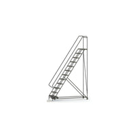 Tri-Arc Manufacturing Aluminum Rolling Ladder, Step Width: 24", Step Type: Ribbed, No. of Steps: 12 (WLAR112244)-No. of Steps: 12