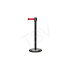 Zenith Safety Free-Standing Crowd Control Barrier, Steel, 35" H, Red Tape, 12' Tape Length (SDN779)-Finish/Colour: Black