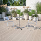 Flash Furniture 23.5" Round Aluminum Indoor-Outdoor Table with Base-Smooth Stainless Steel Table Top