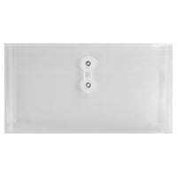 Winnable Button-Tie Closure Side Opening Poly Envelope, Clear, Cheque/Note Size, 1/4" Expansion-Clear