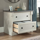 Sauder Palladia Lateral File - Glacier Oak-Interlocking safety mechanism allows only one drawer open at a time