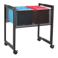 Safco Adjustable Mobile File Cart - Black-Steel construction with a durable powder-coat finish