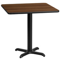 Flash Furniture 30" Square Walnut Laminate Table Top with 22" x 22" Table Height Base-Hospitality Table