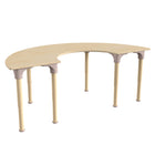Flash Furniture Bright Beginnings 59" Commercial Grade Wooden Half Circle Adjustable Height Classroom Activity Table - Beech-Adjustable Floor Protector Plastic Glides Prevent Indoor Flooring Damage