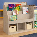 Flash Furniture Bright Beginnings Commercial Grade Modular Wooden Classroom 4 Tier Bookstand with 3 Storage Compartments-Natural-Holds up to 100 LBS. Static Weight Capacity