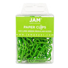 JAM Paper Coloured Standard Paper Clips, Small, Lime Green, 100 Pack (21830624)-Standard size: 1"