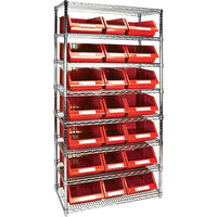 Kleton Heavy-Duty Wire Shelving Units With Storage Bins, 8 Tiers, 36"W x 74" H x 18" D-Depth: 18"
