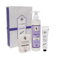 La Maison du Savon de Marseille Lavender Hand and Body Care Gift Box-The gift box contains a 30ml travel hand cream with Lavender, Lavender body milk with donkey's milk and Lavender donkey milk soap