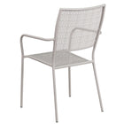 Flash Furniture Light Grey Indoor-Outdoor Steel Patio Arm Chair with Square Back-Integrated Arms