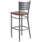 Flash Furniture HERCULES Series Silver Slat Back Metal Restaurant Barstool - Cherry Wood Seat-Cherry Finished Wood Seat