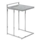 Monarch Specialties 3639 Accent Table - 25"H/Grey Cement/Chrome Metal-Thick, rectangular tabletop in a grey cement-look finish is wide to offer a more generous surface