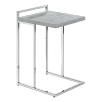 Monarch Specialties 3639 Accent Table - 25"H/Grey Cement/Chrome Metal-Thick, rectangular tabletop in a grey cement-look finish is wide to offer a more generous surface