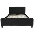 Flash Furniture Tribeca Queen Size Tufted Upholstered Platform Bed - Black Fabric-Raised Block Legs