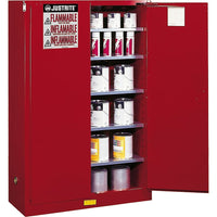 Justrite Sure-Grip Ex Paint & Ink Safety Storage Cabinets, 2 Doors, Manual, 43" x 18" x 65"-Multiple shelves are ideal for 1-gallon paint cans (Class III liquids)