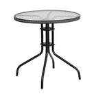 Flash Furniture 28" Round Tempered Glass Metal Table with Grey Rattan Edging-Top Size: 28" Round