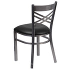 Flash Furniture HERCULES Series Clear Coated "X" Back Metal Restaurant Chair - Black Vinyl Seat-Black Vinyl Upholstered Seat