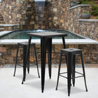 Flash Furniture Commercial Grade 30" High Backless Black Metal Indoor-Outdoor Barstool with Square Seat-Seat Drain Hole assists in drying