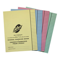 Hilroy Stitched Exercise Books - Ruled (5/16") - 9" x 7" - 80 Pages - 40 Sheets - Assorted Colours - 20 Pack-8 mm (5/16") ruling with blue feint lines with margin