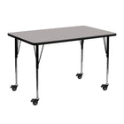 Flash Furniture Mobile 24"W x 48"L Rectangular Grey HP Laminate Activity Table - Standard Height Adjustable Legs-Popular Rectangular Activity Table
