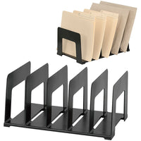 Merangue 5-Compartment Plastic File Sorter - Black-5-Compartment File Sorter, organizes files, documents, and papers into separate and easy-to-access slots