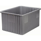 Quantum Storage Systems Divider Box Containers, Plastic, 22.5" W x 17.5" D x 3" H, Grey - 3 Pack-Colour: Grey