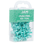 JAM Paper Push Pins, Teal Pushpins, 2 Packs of 100, 200 Total (22432067a)-2 Packs of 100