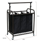 Oceanstar TLS1385 3-Bag Rolling Laundry Sorter with Adjustable Hanging Bar, Bronze-5