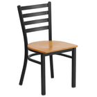 Flash Furniture HERCULES Series Black Ladder Back Metal Restaurant Chair - Natural Wood Seat-500 lb. Weight Capacity