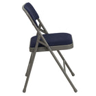 Flash Furniture HERCULES Series Curved Triple Braced & Double-Hinged Navy Fabric Metal Folding Chair-1'' Thick Foam Padded Seat