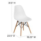 Flash Furniture Elon Series Plastic Chair with Wooden Legs - White - 2 Pack-Floor Protector Plastic Glides