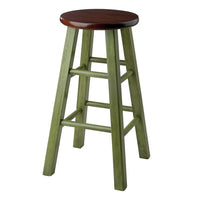Winsome Wood Ivy 24" Counter Stool Rustic Green with Walnut Seat (64224)-Counter Stool