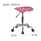 Flash Furniture Vibrant Pink Tractor Seat & Chrome Stool-Dual Wheel Carpet Casters