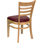 Flash Furniture HERCULES Series Ladder Back Natural Wood Restaurant Chair - Burgundy Vinyl Seat-Burgundy Vinyl Upholstered Seat