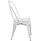 Flash Furniture Distressed Metal Indoor-Outdoor Stackable Chair - White-Stacks up to 8 Chairs High